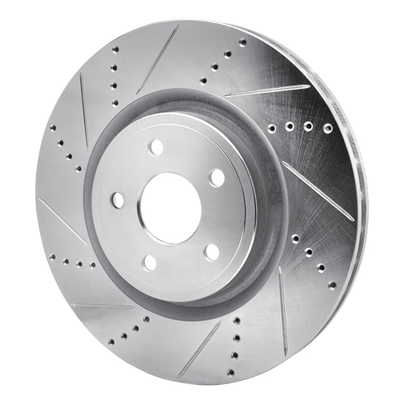 R1 Concepts R1 2012-2025 Dodge Durango Front Left Drilled & Slotted Silver Brake Rotor