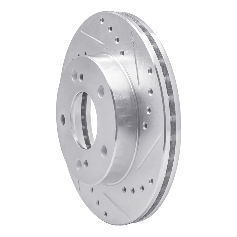 R1 Concepts R1 96-98 Nissan 240SX Front Right Drilled & Slotted Silver Brake Rotor