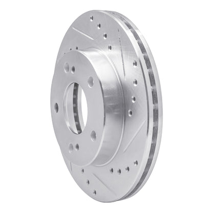 R1 Concepts R1 96-98 Nissan 240SX Front Right Drilled & Slotted Silver Brake Rotor