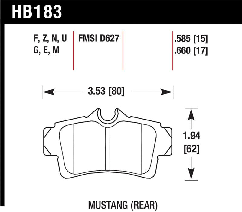 Hawk Performance Hawk 01 Ford Mustang Bullit / 94-99 & 01 & 03-04 Mustang Cobra Blue 9012 Race Rear Brake Pads
