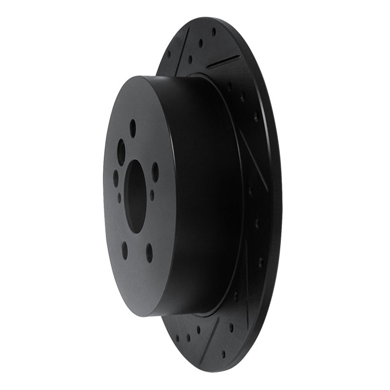 R1 Concepts R1 04-05 Toyota RAV4 Rear Left Drilled & Slotted Black Brake Rotor