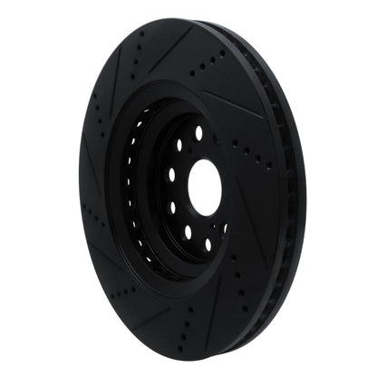 R1 Concepts R1 07-23 Lexus LS500 Right Front Drilled & Slotted Black Brake Rotor