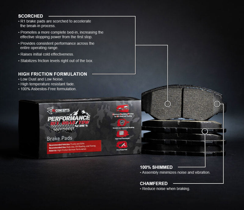 R1 Concepts R1 1999-2020 Cadillac DeVille Front Performance Off-Road/Tow Brake Pads & Hardware Kit