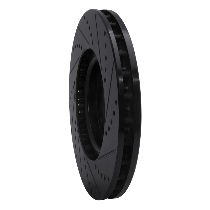 R1 Concepts R1 03-06 Mitsubishi Lancer Front Left Drilled & Slotted Black Brake Rotor