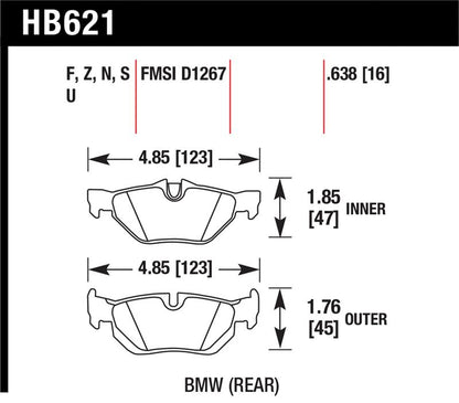 Hawk Performance Hawk 08-11 BMW 128i / 10 BMW 323i / 07-11 BMW 328i / 07-11 BMW 328XI HT-10 Race Rear Brake Pads