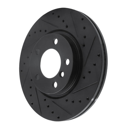 R1 Concepts R1 11-16 Mini Cooper Paceman Front Right Drilled & Slotted Black Brake Rotor