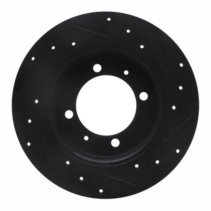 R1 Concepts R1 88-93 Dodge 2000 GTX Rear Left Drilled & Slotted Black Brake Rotor