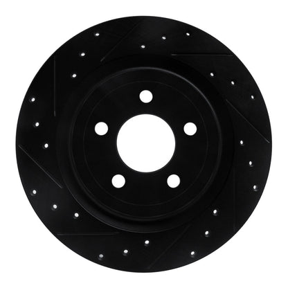 R1 Concepts R1 20-25 Ford Mustang Rear Left Drilled & Slotted Black Brake Rotor