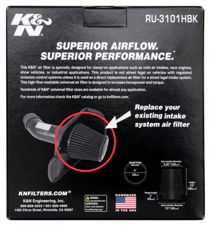 K&N Engineering K&N Universal Rubber Filter Round Tapered 6in Flange ID x 7.5in Base OD x 5.25in Top OD x 8in Height