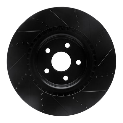 R1 Concepts R1 2012-2025 Dodge Durango Front Left Drilled & Slotted Black Brake Rotor