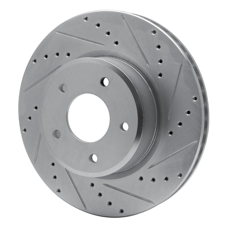 R1 Concepts R1 05-06 Pontiac GTO Front Right Drilled & Slotted Silver Brake Rotor