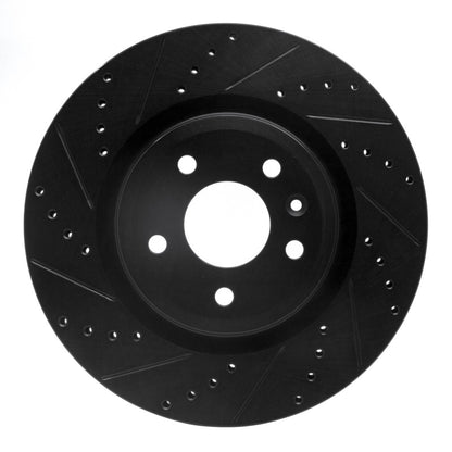 R1 Concepts R1 11-19 Ford Flex Front Left Drilled & Slotted Black Brake Rotor