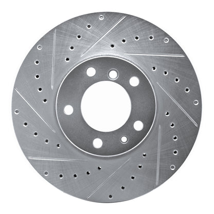 R1 Concepts R1 91-01 BMW 850CI Front Left Drilled & Slotted Silver Brake Rotor