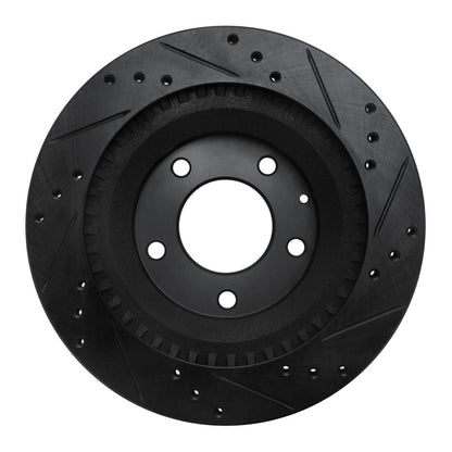 R1 Concepts R1 93-95 Mazda RX-7 Rear Left Drilled & Slotted Black Brake Rotor