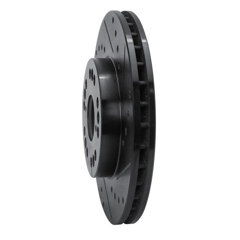 R1 Concepts R1 90-90 Lexus LS400 Front Right Drilled & Slotted Black Brake Rotor