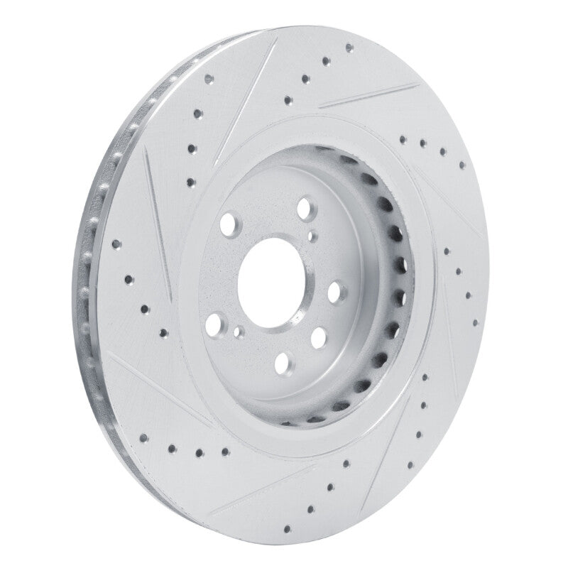 R1 Concepts R1 20-25 Lexus RX350 Front Right Drilled & Slotted Silver Brake Rotor