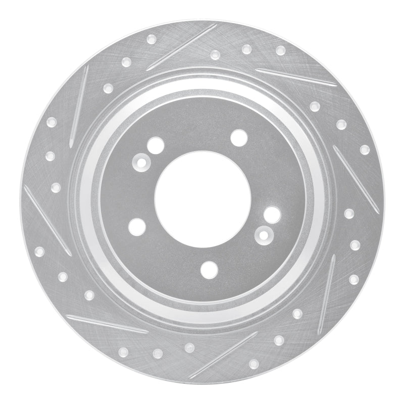 R1 Concepts R1 17-23 Hyundai Kona EV Rear Left Drilled & Slotted Silver Brake Rotor