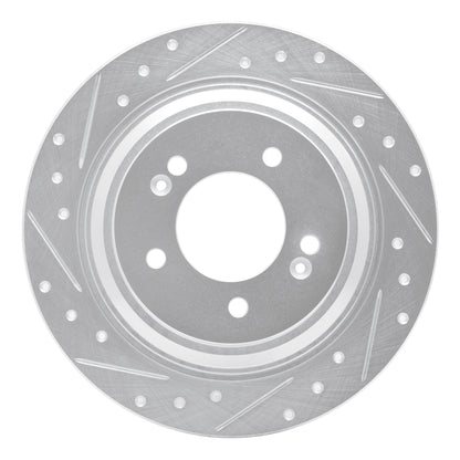 R1 Concepts R1 17-23 Hyundai Kona EV Rear Left Drilled & Slotted Silver Brake Rotor
