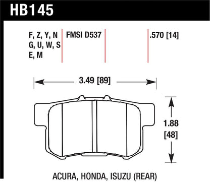 Hawk Performance Hawk 02-06 Acura RSX / 02-11 Honda Civic Si / 00-09 S2000 DTC-70 Race Rear Brake Pads