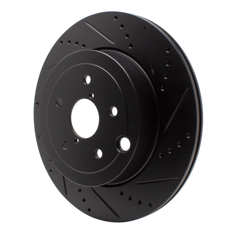 R1 Concepts R1 18-25 Subaru WRX Rear Right Drilled & Slotted Black Brake Rotor