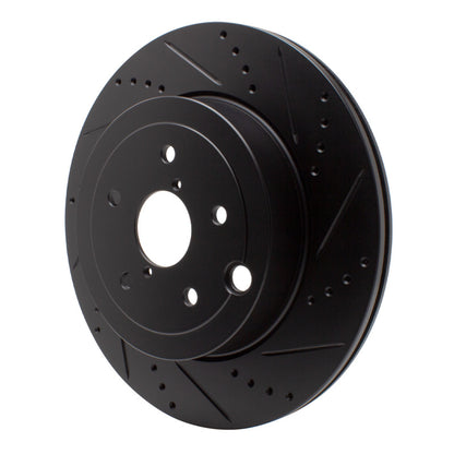 R1 Concepts R1 18-25 Subaru WRX Rear Right Drilled & Slotted Black Brake Rotor