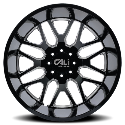 Cali Off-Road 9115D Invader Dually 24x8.25 / 8x165.1 BP / -232mm OS / 121.3mm Hub Gls Blk Mill Wheel