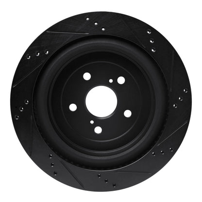 R1 Concepts R1 16-22 Lexus RX350 Rear Left Drilled & Slotted Black Brake Rotor