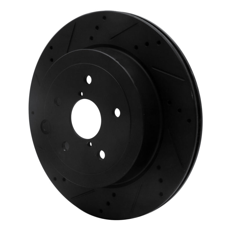 R1 Concepts R1 08-20 Subaru WRX Rear Left Drilled & Slotted Black Brake Rotor