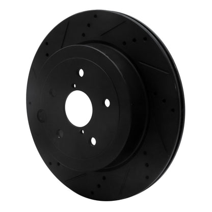 R1 Concepts R1 08-20 Subaru WRX Rear Left Drilled & Slotted Black Brake Rotor