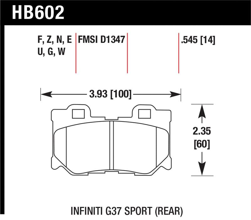 Hawk Performance Hawk Infiniti G37 Sport HP+ Street Rear Brake Pads
