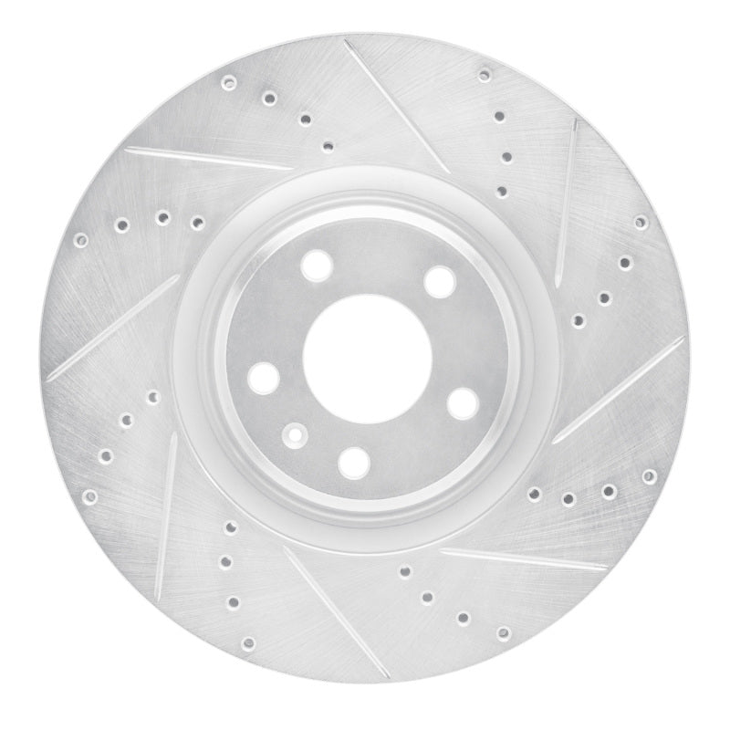 R1 Concepts R1 2012-2018 Audi A6 (USA/Canada) Front Right Drilled & Slotted Silver Brake Rotor