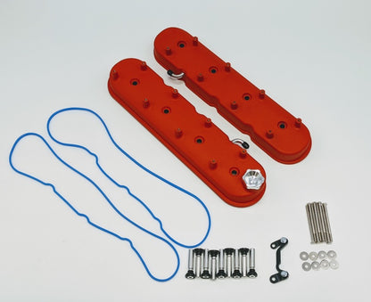 Granatelli Motor Sports Granatelli 96-22 GM LS Tall Valve Cover w/Integral Angled Coil Mounts - Red Wrinkle (Pair)