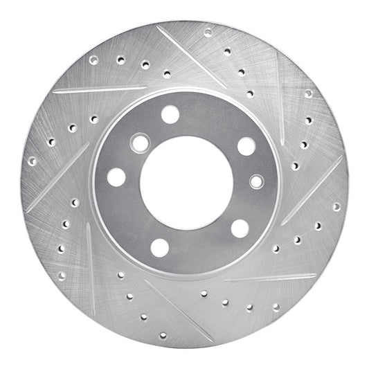 R1 Concepts R1 89-95 BMW 530I Front Right Drilled & Slotted Silver Brake Rotor