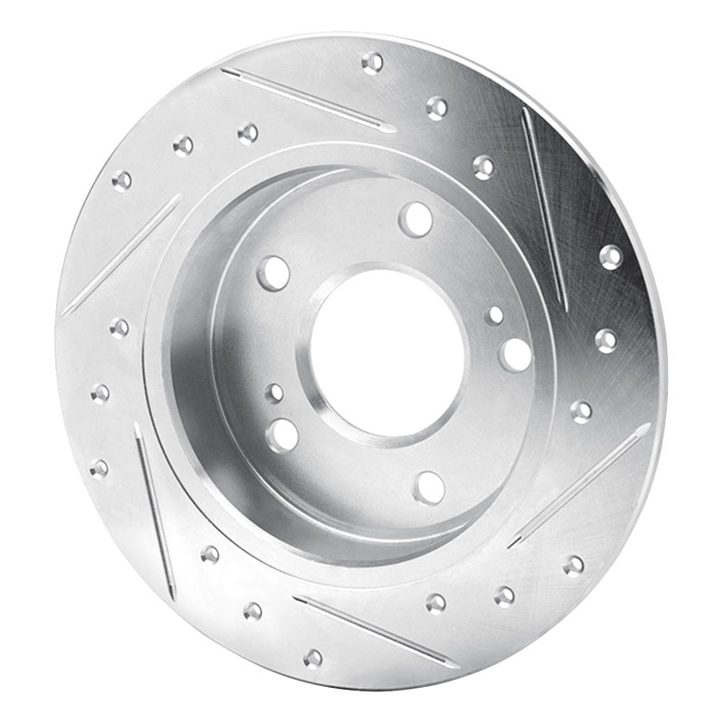 R1 Concepts R1 94-98 Nissan 240SX Rear Left Drilled & Slotted Silver Brake Rotor