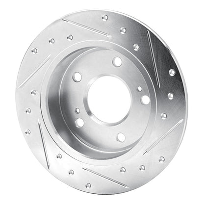 R1 Concepts R1 94-98 Nissan 240SX Rear Left Drilled & Slotted Silver Brake Rotor