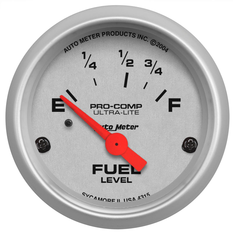 Autometer Ultra-Lite 52mm 73 OHMS Empty/8-12 OHMS Full Short Sweep Electronic Fuel Level Gauge