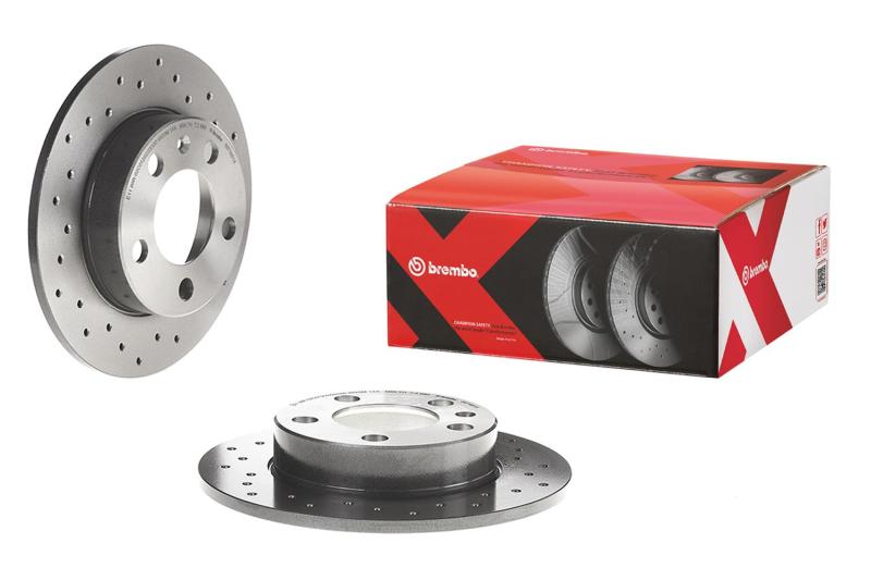 Brembo OE Brembo 2001 Audi TT Quattro/03-06 TT Quattro Rear Premium Xtra Cross Drilled UV Coated Rotor