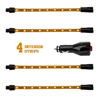 XKGLOW XK Glow Single Color XKGLOW UnderglowLED Accent Light Car/Truck Kit Amber - 4x8In