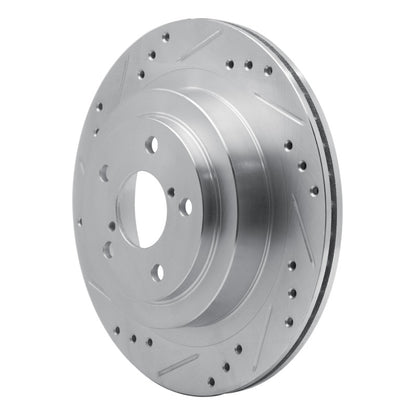 R1 Concepts R1 05-09 Subaru Impreza Rear Left Drilled & Slotted Silver Brake Rotor