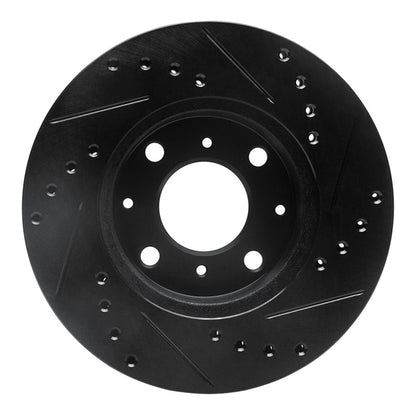 R1 Concepts R1 86-91 Acura Integra Front Left Drilled & Slotted Black Brake Rotor