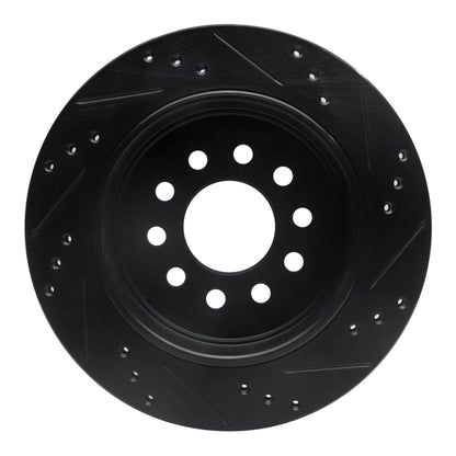 R1 Concepts R1 03-11 Lincoln Town Car Rear Left Drilled & Slotted Black Brake Rotor
