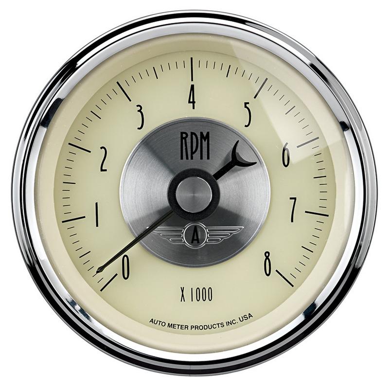 AutoMeter Gauge Speedo 3-3/8in. 120MPH Elec. Program W/Wheel Odo Prestige Antique. Ivory