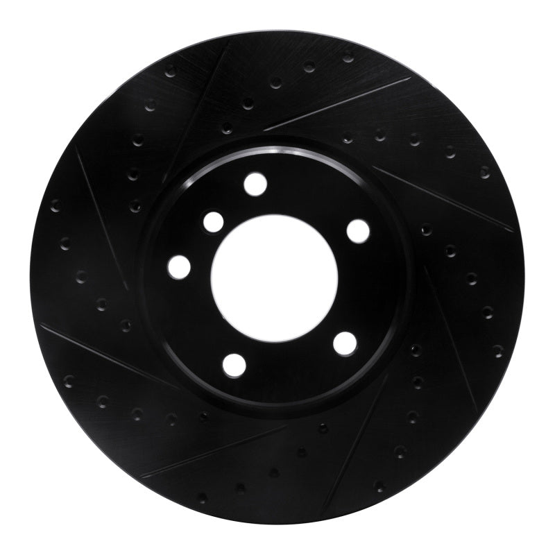 R1 Concepts R1 95-01 BMW 750IL Front Left Drilled & Slotted Black Brake Rotor