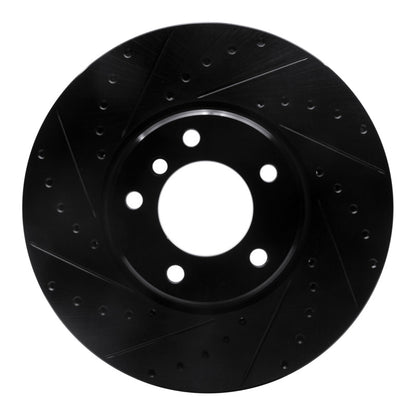 R1 Concepts R1 95-01 BMW 750IL Front Left Drilled & Slotted Black Brake Rotor