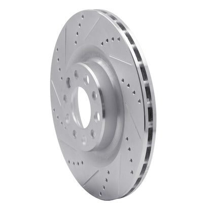 R1 Concepts R1 2017-2025 Alfa Romeo Stelvio Rear Left Drilled & Slotted Silver Brake Rotor
