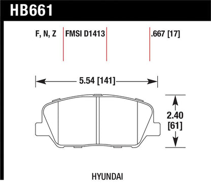 Hawk Performance Hawk 10 Hyundai Genesis Coupe (w/o Brembo Breaks) HPS Street Front Brake Pads