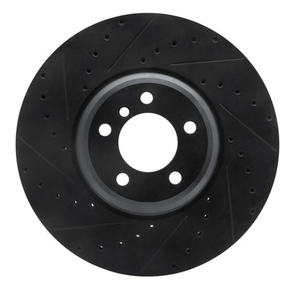 R1 Concepts R1 2007-2008 BMW ALPINA B7 Front Left Drilled & Slotted Black Brake Rotor