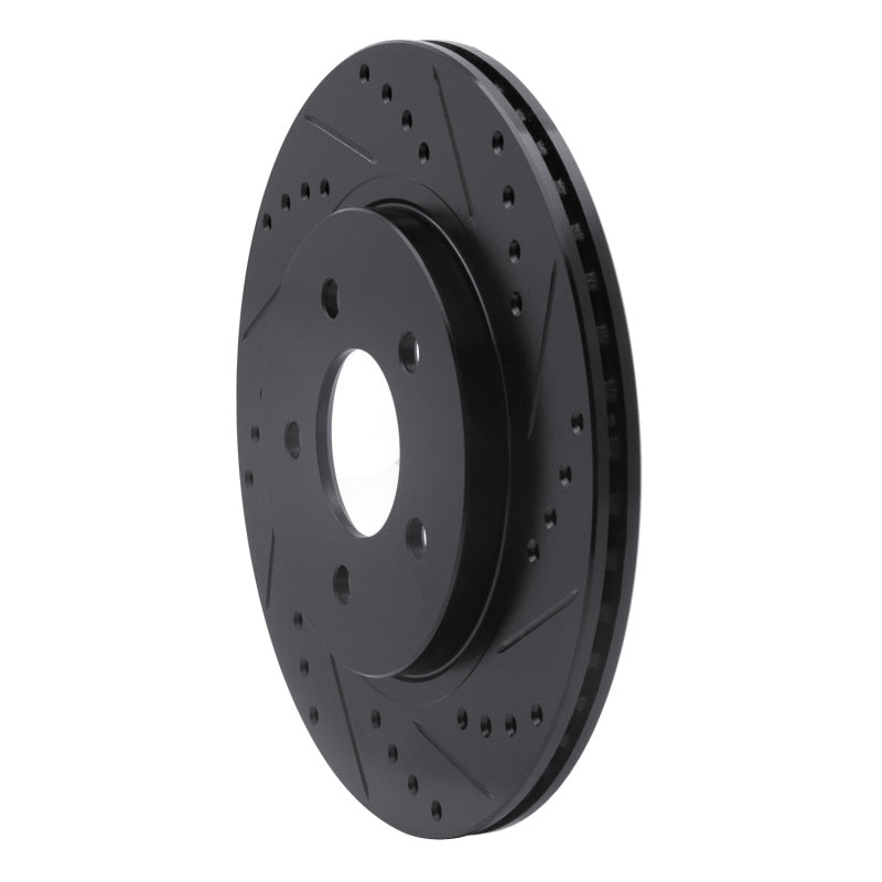 R1 Concepts R1 05-14 Ford Mustang Rear Right Drilled & Slotted Black Brake Rotor