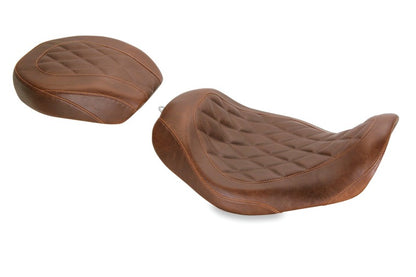 Mustang Motorcycle Mustang 06-17 Harley Dyna Wide Tripper Solo Seat Diamond Stitch - Distressed Brown