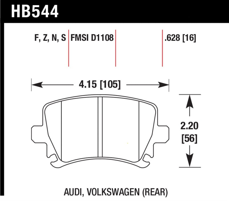 Hawk Performance Hawk 06 Audi A6 Quattro Avant / 06-09 A6 Quattro  HP+ Rear Brake Pads